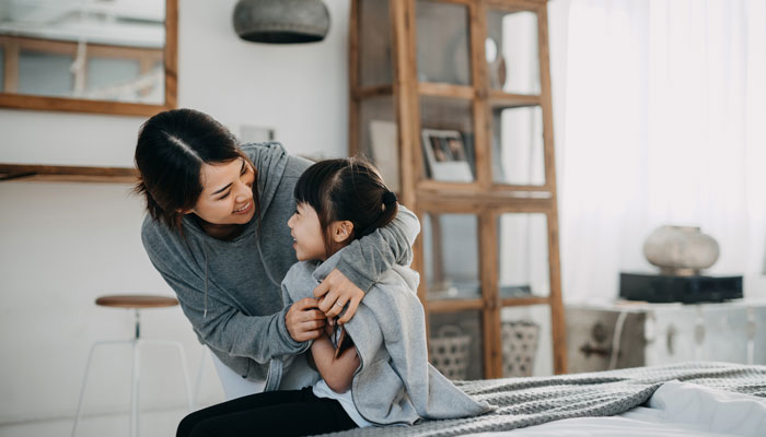 a young mother and daughter